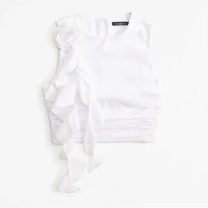Abercrombie White Cascading Ruffle Mini Skirt and Top Set with Built in Shorts